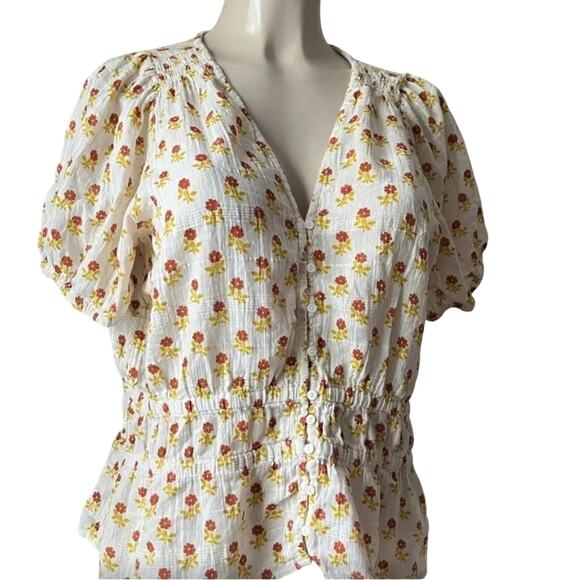 MADEWELL Sophia Wild Calendula Block Print Short Sleeve Top, Size XXL - Picture 8 of 14